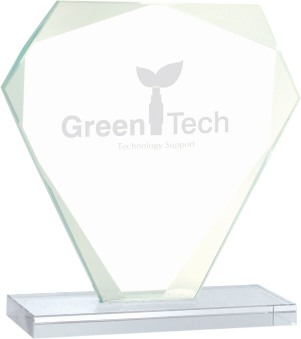 Custom Engraved 6 1/4" Cut Diamond Jade Glass Award
