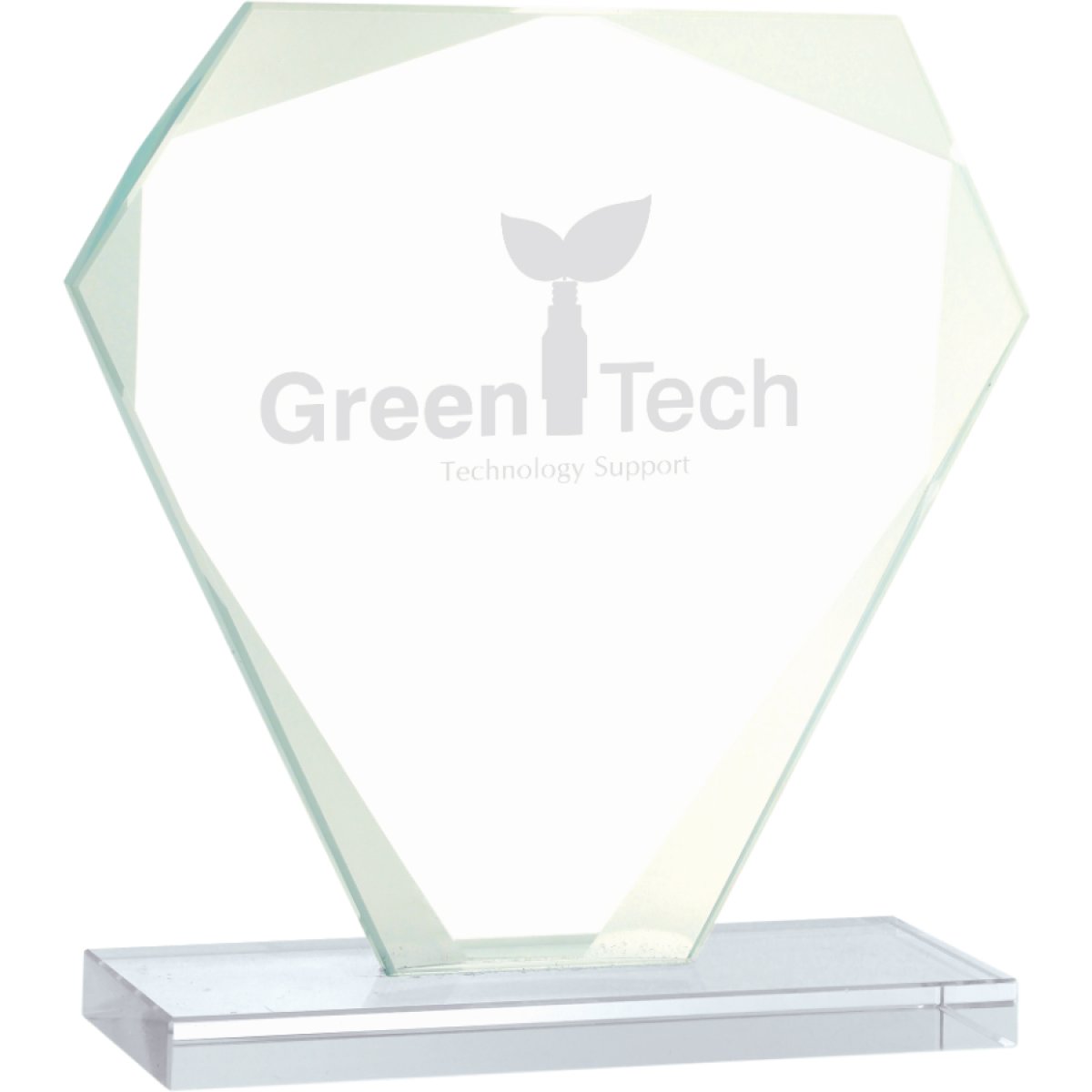 Custom Engraved 6 1/4" Cut Diamond Jade Glass Award