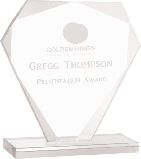 Custom Engraved 7" Cut Diamond Jade Glass Award