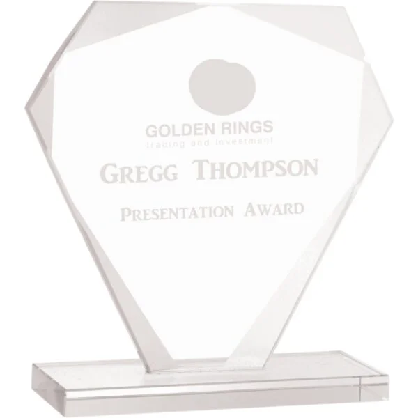 Custom Engraved 7" Cut Diamond Jade Glass Award