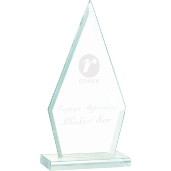 Custom Engraved 7 1/2" Triangle Jade Glass Award