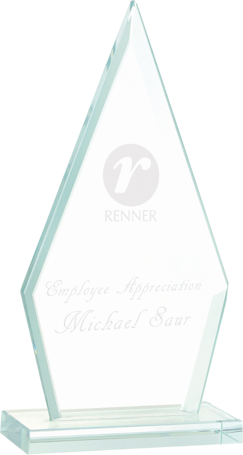 Custom Engraved 7 1/2" Triangle Jade Glass Award