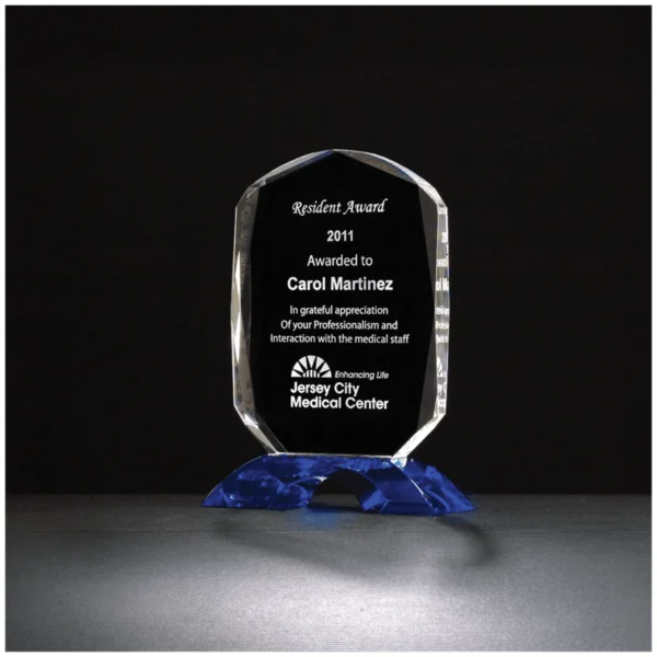 Custom Engraved 6 7/8" x 9 1/4" Diamond Clear Crystal Award