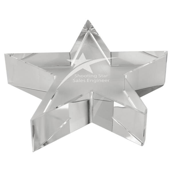 Custom Engraved 4 1/8" x 7/8" Thick Crystal Star Paperweight