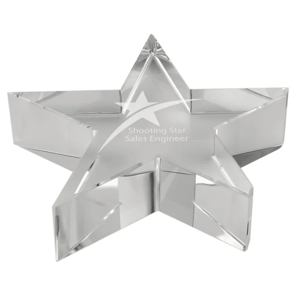 Custom Engraved 4 1/8" x 7/8" Thick Crystal Star Paperweight
