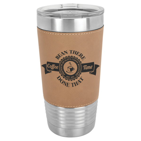 Personalized 20 oz. Light Brown Leatherette Tumbler