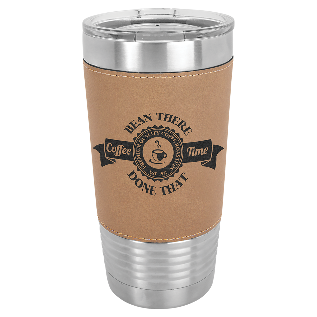 Personalized 20 oz. Light Brown Leatherette Tumbler