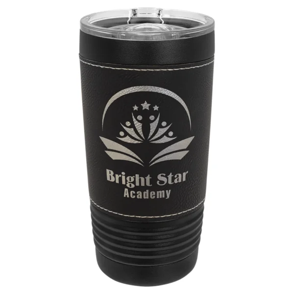 Personalized 20 oz. Black Leatherette Tumbler