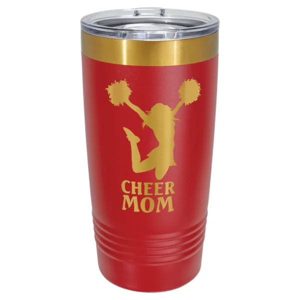 Personalized 20 oz. Red/Bright Gold ION-Plated Ringneck Tumbler