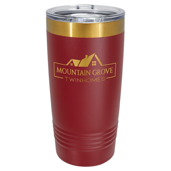 Personalized 20 oz. Maroon/Bright Gold ION-Plated Ringneck Tumbler