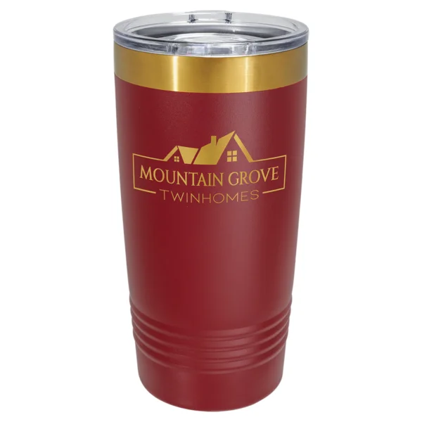Personalized 20 oz. Maroon/Bright Gold ION-Plated Ringneck Tumbler