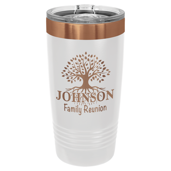 Personalized 20 oz. White Rose Gold Ringneck Tumbler