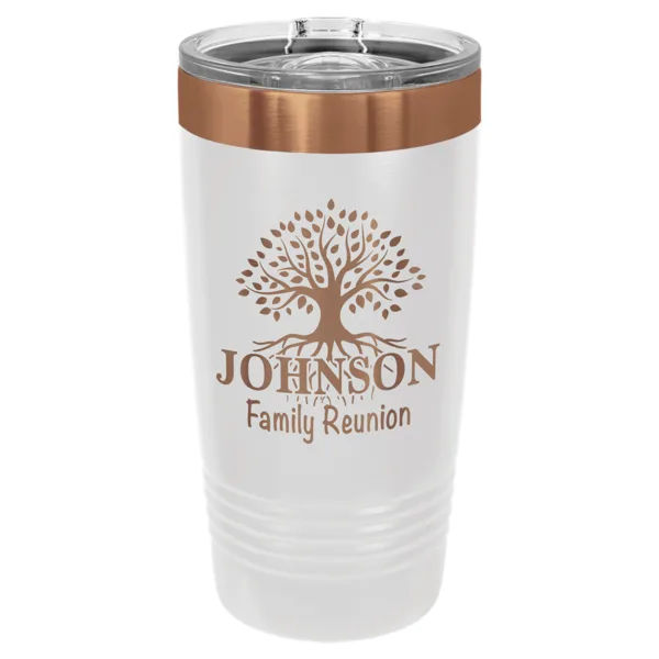 Personalized 20 oz. White Rose Gold Ringneck Tumbler