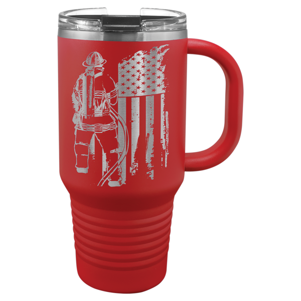 Personalized 32 oz. Red Travel Mug with Snap Lid and Straw