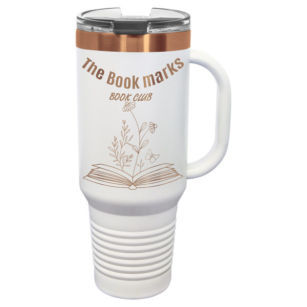 Personalized 40 oz. White Rose Gold Travel Mug