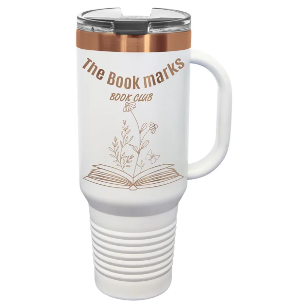 Personalized 40 oz. White Rose Gold Travel Mug