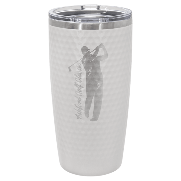 Personalized 20 oz. White Golf Tumbler - Full Dimples and Slider Lid