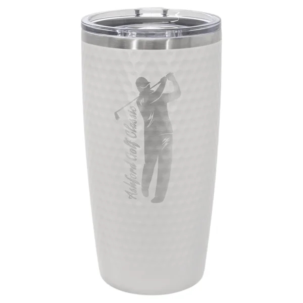 Personalized 20 oz. White Golf Tumbler - Full Dimples and Slider Lid