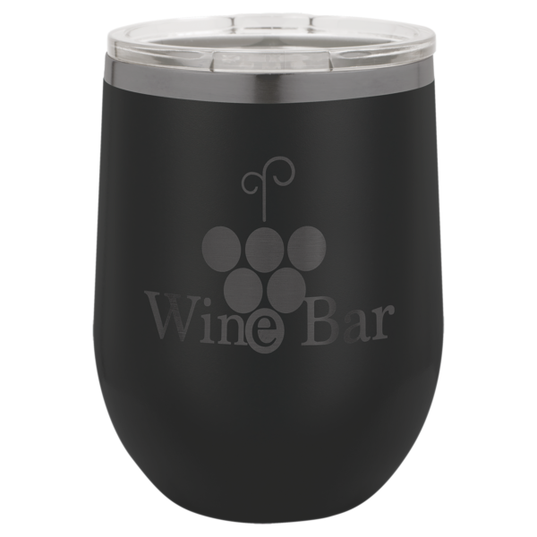 Personalized 12 oz. Black Ghost Black Stemless Wine Tumbler with Standard Lid