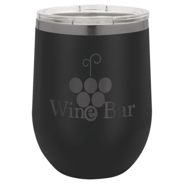Personalized 12 oz. Black Ghost Black Stemless Wine Tumbler with Standard Lid