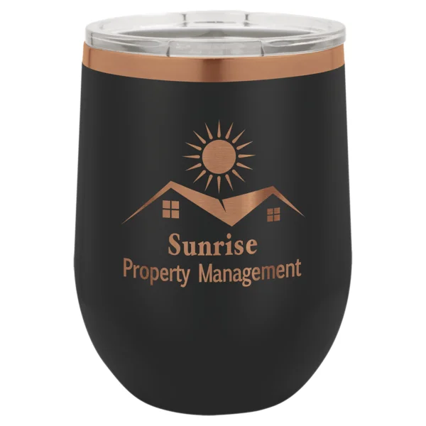 Personalized 12 oz. Rose Gold Stemless Wine Tumbler