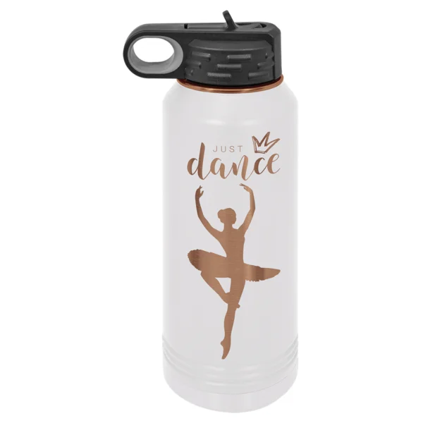 Personalized 32 oz. White Rose Gold Water Bottle
