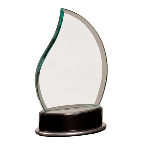 Custom Engraved 7 3/4" Jade Flame Metro Glass with Silver and Black Piano Base