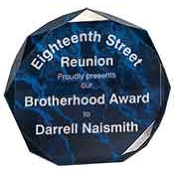 Custom Engraved 5" Blue Marble Octagon Award Acrylic