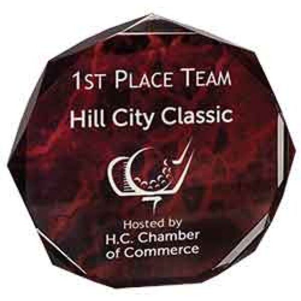 Custom Engraved 7" Red Marble Octagon Acrylic Award