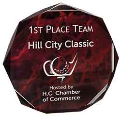 Custom Engraved 7" Red Marble Octagon Acrylic Award