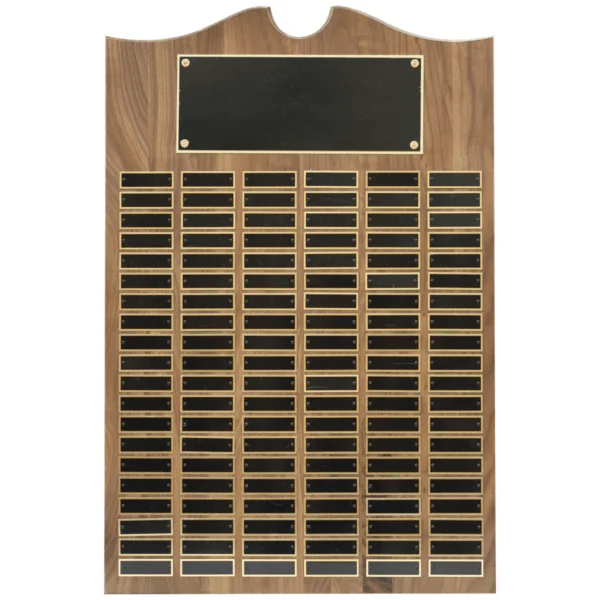 Custom Engraved 20" x 30" Walnut Roster Plaque w/ 120 Plates