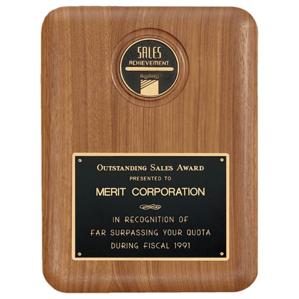 Custom Engraved 7" x 8" Walnut CAM Plaque with Black Brass