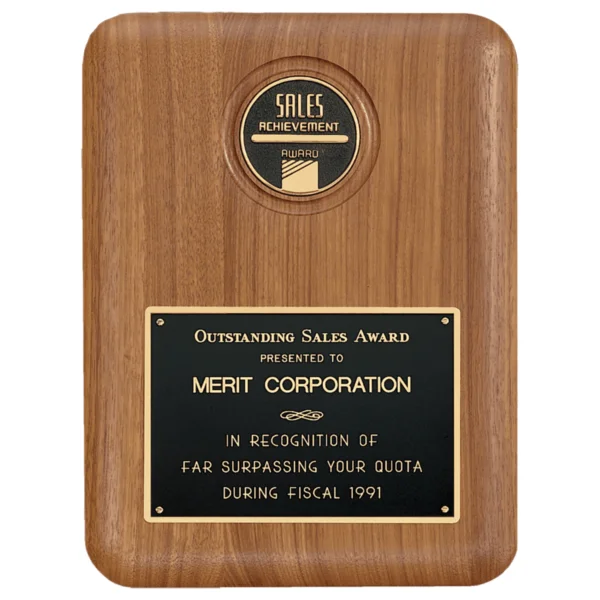 Custom Engraved 7" x 8" Walnut CAM Plaque with Black Brass