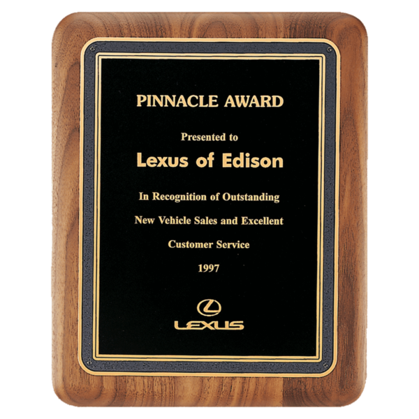 Custom Engraved 7" x 9" Walnut Plaque with Black/ Textured Black Plate