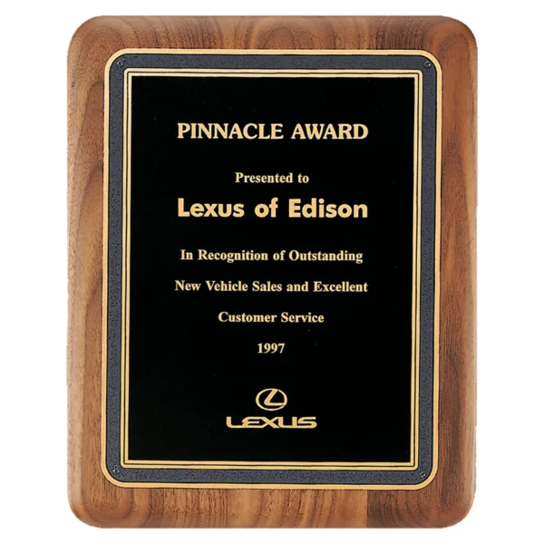 Custom Engraved 7" x 9" Walnut Plaque with Black/ Textured Black Plate
