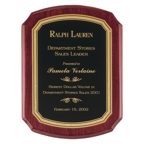 Custom Engraved 11" x 15" Rosewood Piano Plaque with Black/ Plate