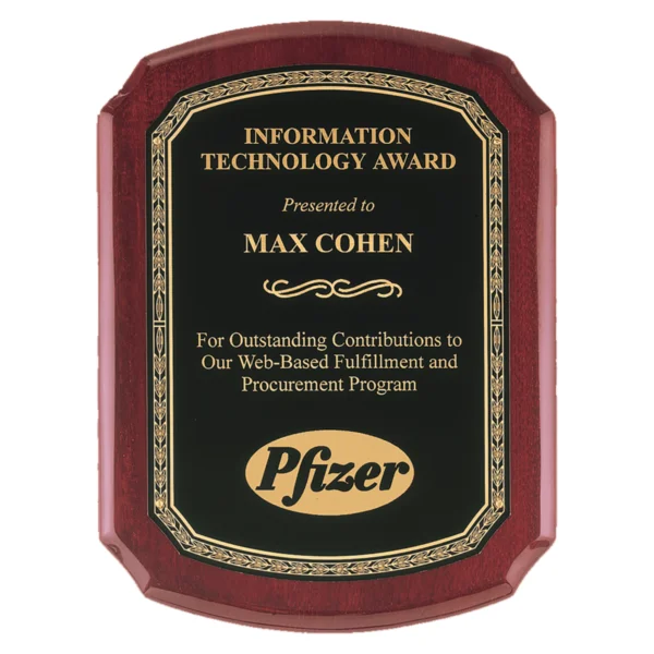 Custom Engraved 8" x 10" Rosewood Piano Plaque Plate