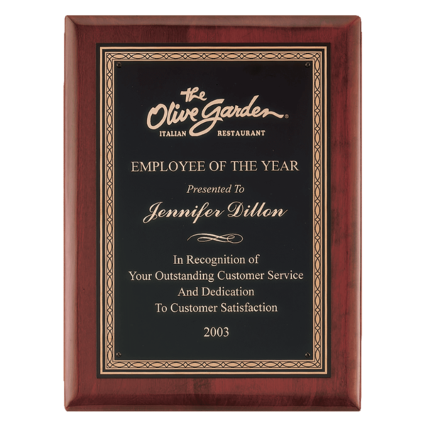 Custom Engraved 8" x 10 1/2" Premium wtih Gold Border Black Brass