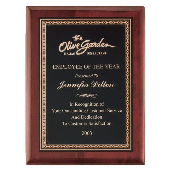 Custom Engraved 8" x 10 1/2" Premium wtih Gold Border Black Brass