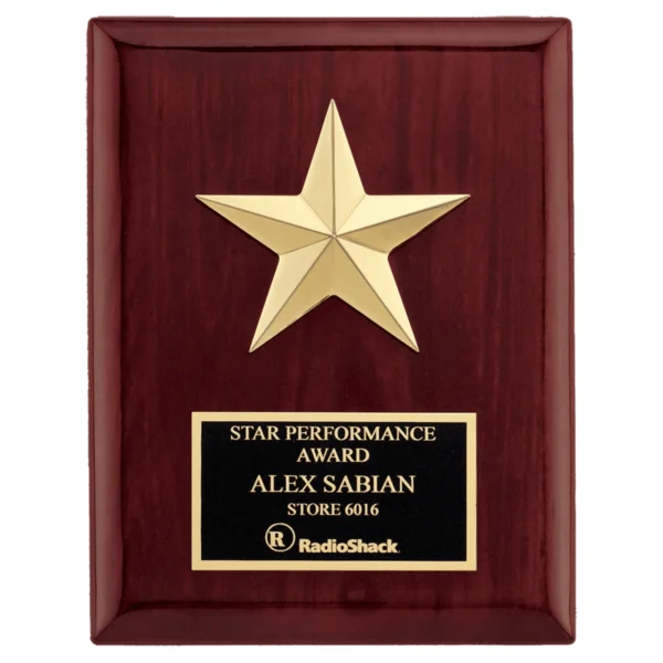 Custom Engraved 6" x 8" Star Casting with Gabled Points and Goldtone Finish