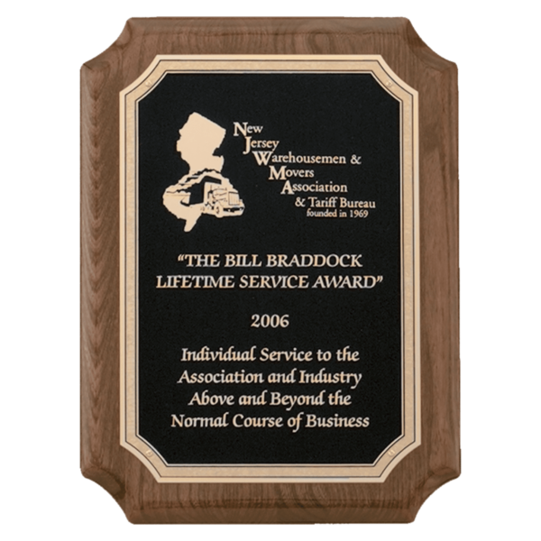 Custom Engraved 8" x 10 1/2" Premium Walnut Piano Plaque Textured Black Plate