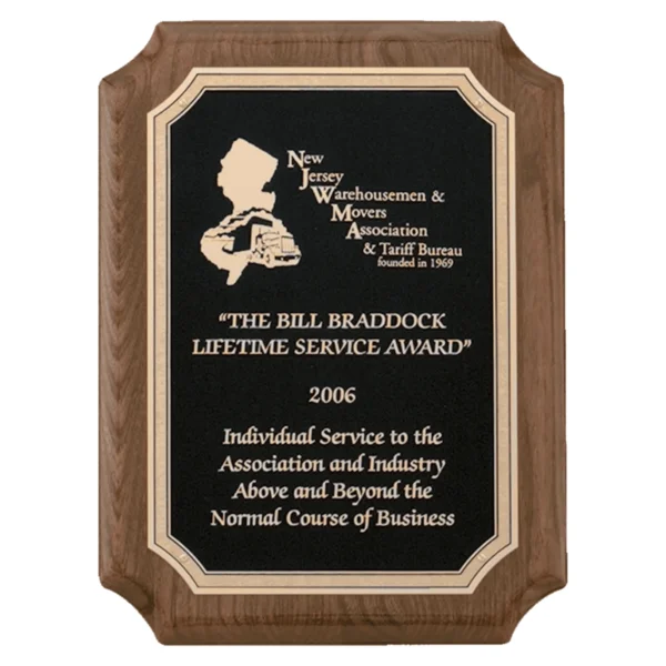 Custom Engraved 8" x 10 1/2" Premium Walnut Piano Plaque Textured Black Plate
