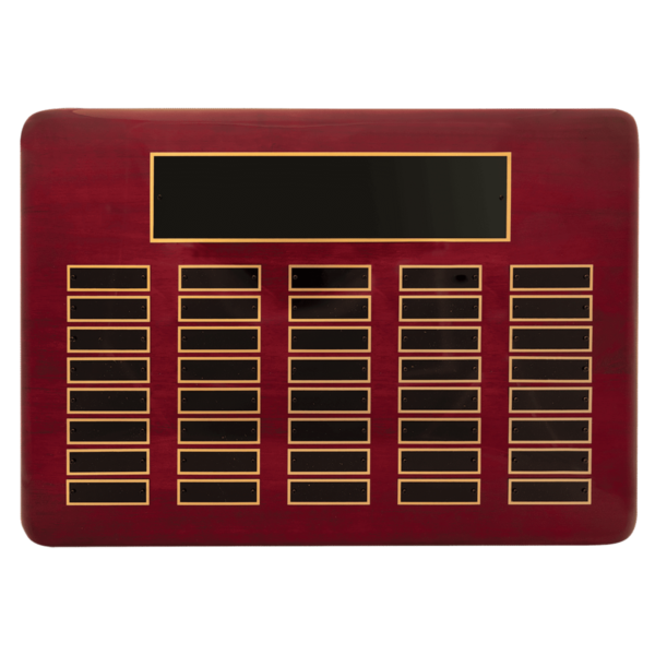 Custom Engraved 11" x 21"Rosewood Piano 40 Plate Perpetual Plaque with Black Brass