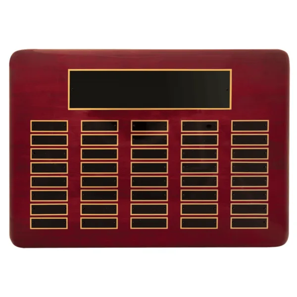 Custom Engraved 11" x 21"Rosewood Piano 40 Plate Perpetual Plaque with Black Brass