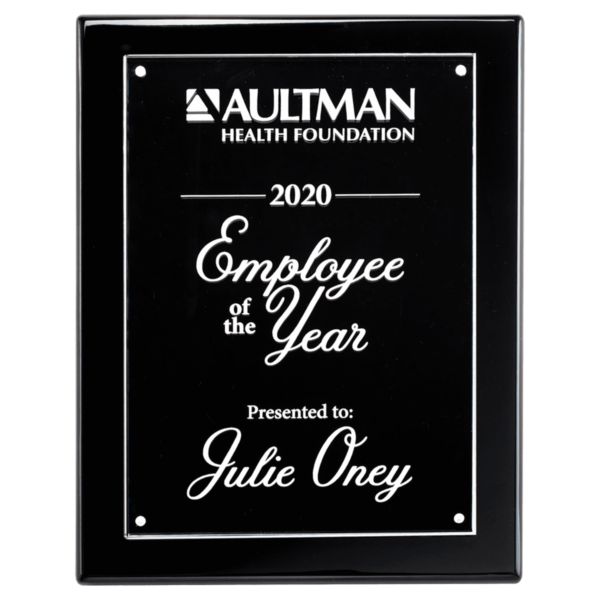 Custom Engraved 7x9 High Gloss Plaque with Acrylic Engraving Plate