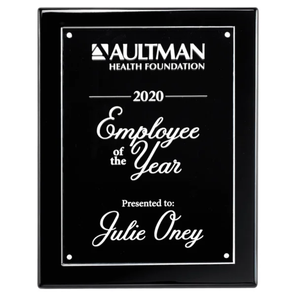 Custom Engraved 7x9 High Gloss Plaque with Acrylic Engraving Plate