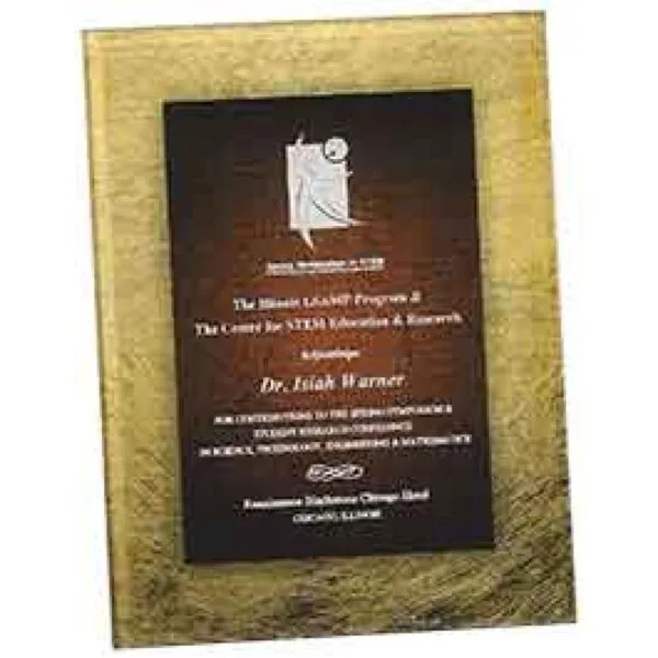 Custom Engraved 7 3/4" X 9 3/4" Gold/Burgundy Acrylic Art Plaque with Easel/Hanger