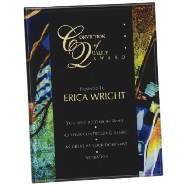 Custom Engraved 6 1/2" x 8 1/2" Blue Art Acrylic Art Plaque with Easel/Hanger