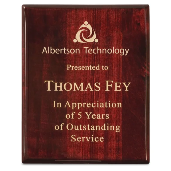 Custom Engraved 10 1/2" x 13" Premium Rosewood Piano Plaque