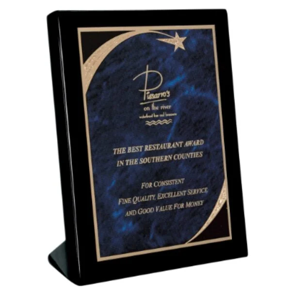 Custom Engraved 6 1/4" x 8 1/4" Black Piano Standing Plaque